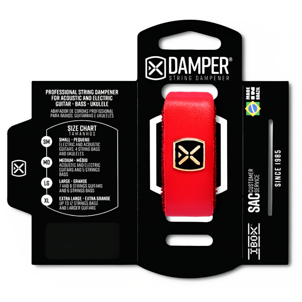 DAMPER IBOX EM COURO LEGÍTIMO E TAG EM METAL - VERMELHO
