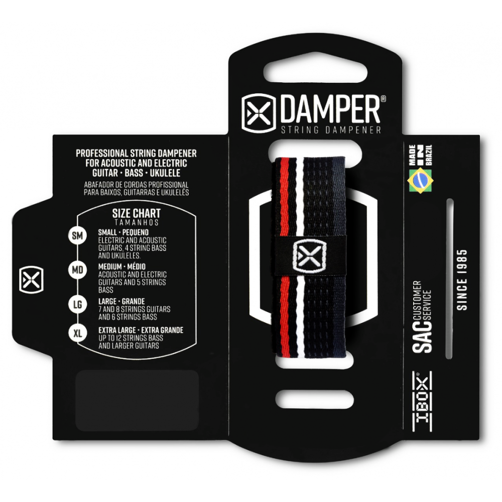 DAMPER IBOX EM POLIESTER E ETIQUETA EM TECIDO - PRETO / VERMELHO / BRANCO