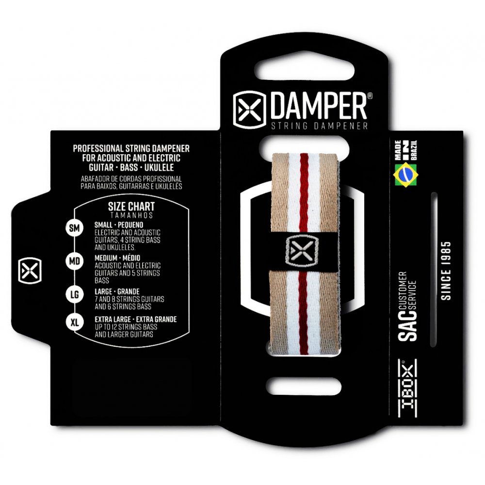 DAMPER IBOX EM POLIESTER E ETIQUETA EM TECIDO - CINZA / BRANCO / VERMELHO