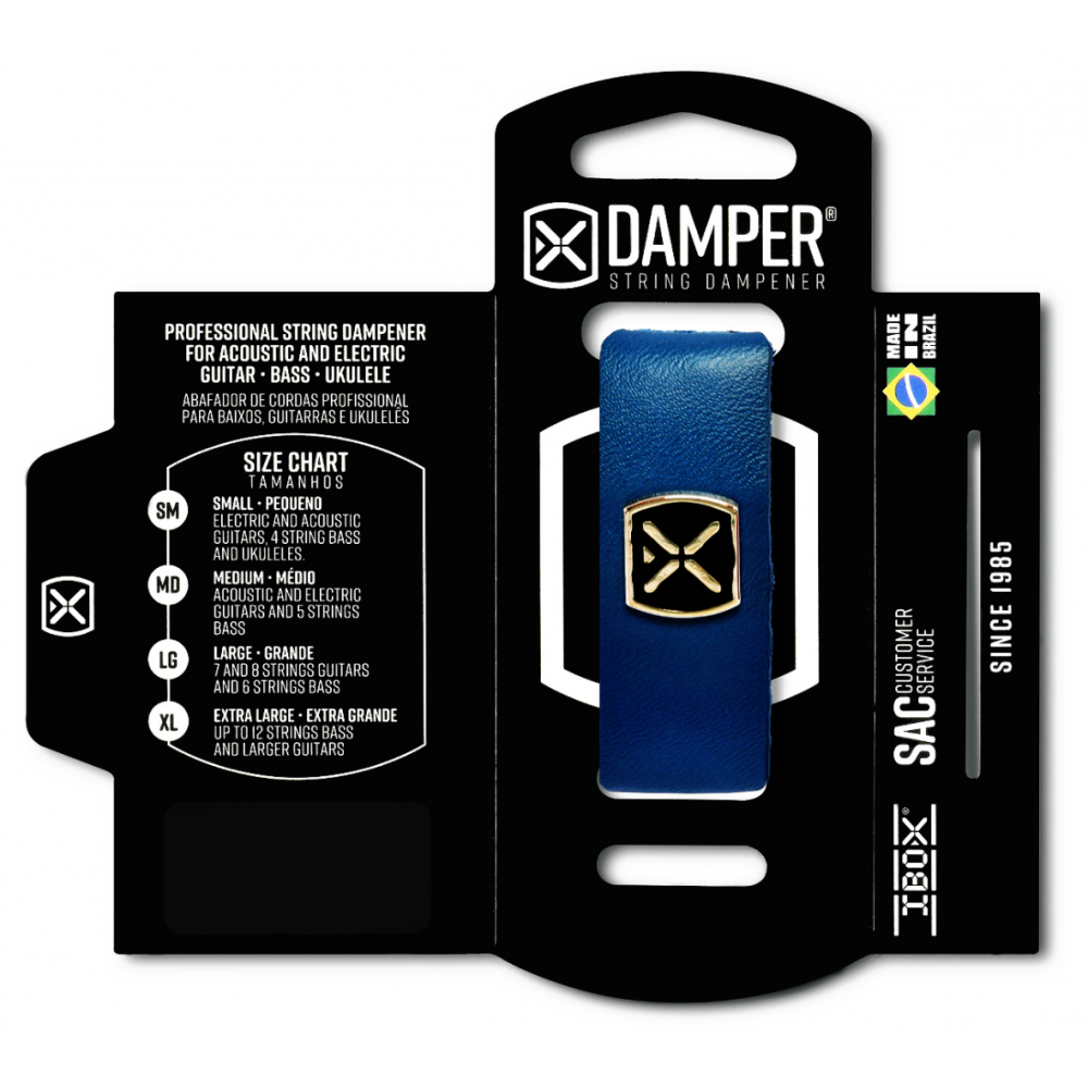 DAMPER IBOX EM COURO LEGÍTIMO E TAG EM METAL - AZUL