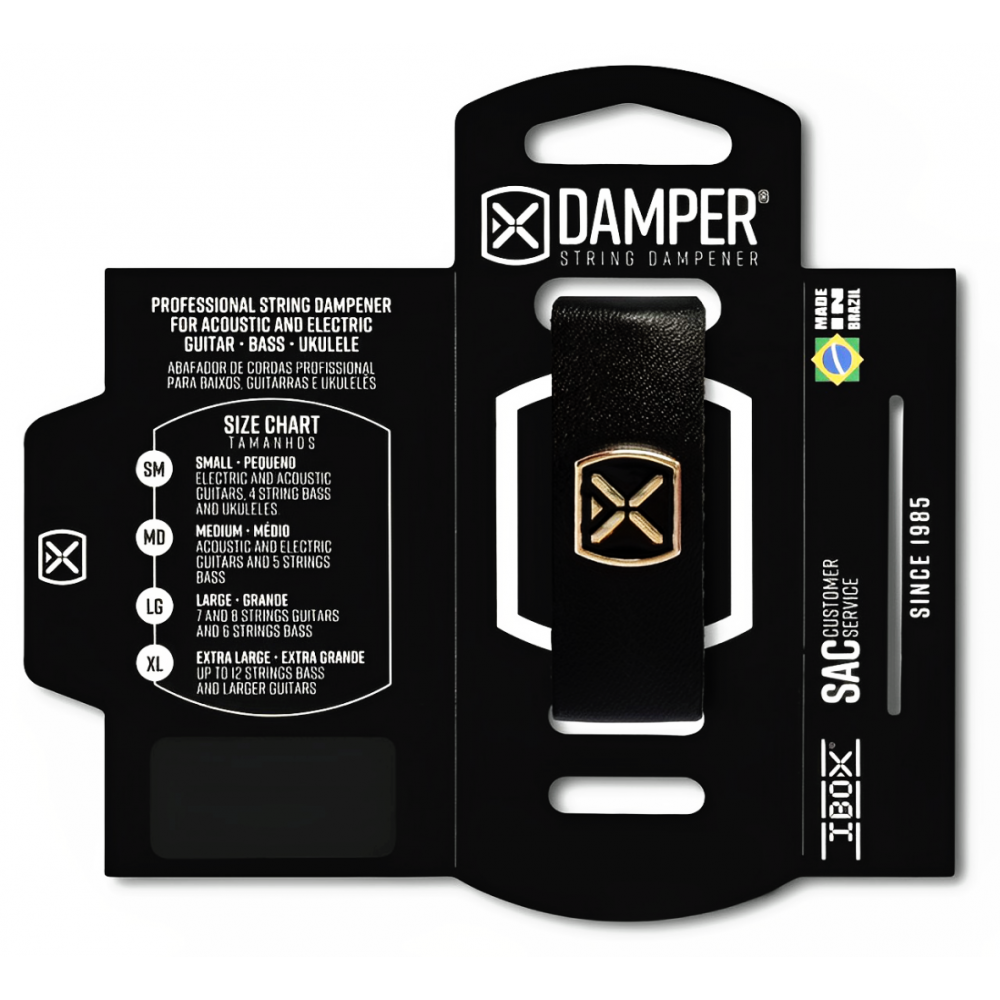 DAMPER IBOX EM COURO LEGÍTIMO E TAG EM METAL - PRETO